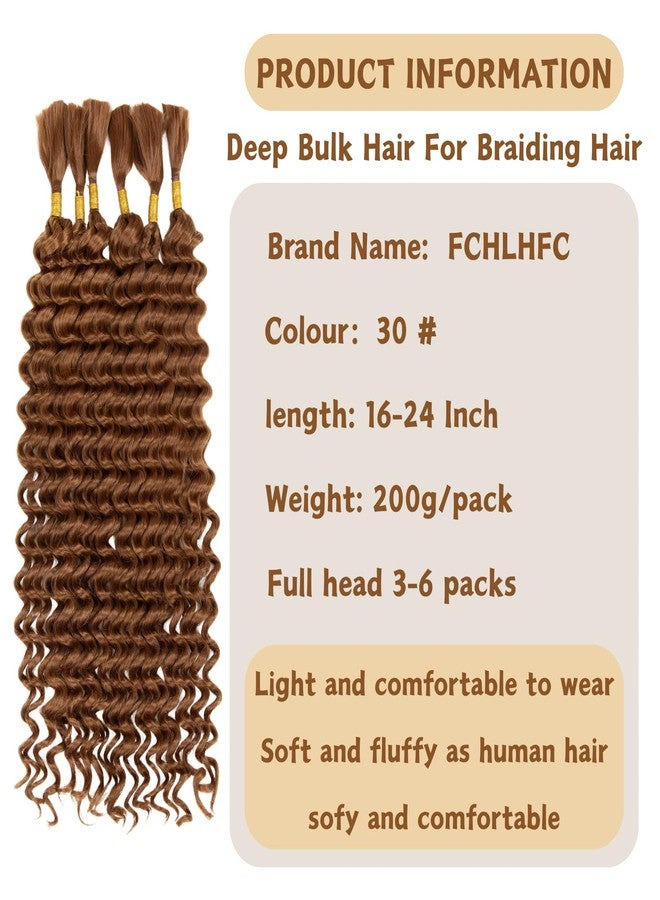 FCHLHFC Braiding Hair 200g 18 Inch Deep Water Wave Bulk Hair for Braiding No Weft Bundle Curly Braiding Hair Extensions for Boho Braids Wet and Wavy（6 Bundles/Pack 30#） - Image 2